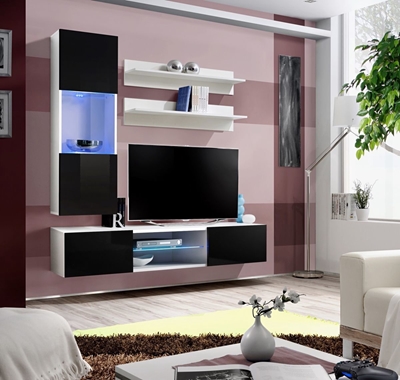 Picture of ASM Fly S3 Living Room Wall Unit Set Black/White