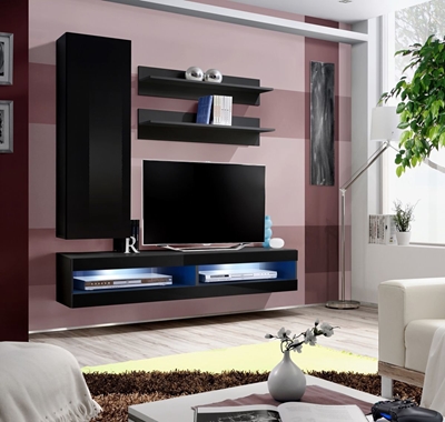 Picture of ASM Fly S4 Living Room Wall Unit Set Black