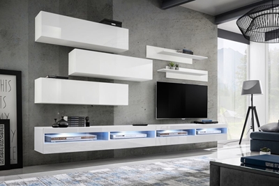 Picture of ASM Fly V Living Room Wall Unit Set White WW FY V4