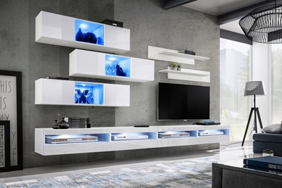 Picture of ASM Fly V Living Room Wall Unit Set White WW FY V6