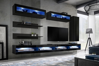 Picture of ASM Fly W Living Room Wall Unit Set Black ZZ FY W2