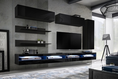 Picture of ASM Fly W Living Room Wall Unit Set Black ZZ FY W4