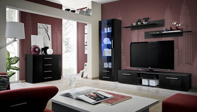 Picture of ASM Galino B Wall Unit Black/Black Gloss