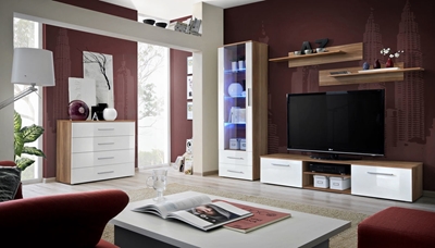 Picture of ASM Galino B Wall Unit Plum/White Gloss