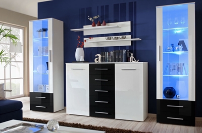 Picture of ASM Galino D Wall Unit White/Black Gloss/White Gloss