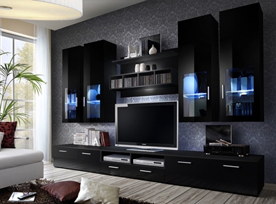 Picture of ASM Lyra Living Room Wall Unit Set Black