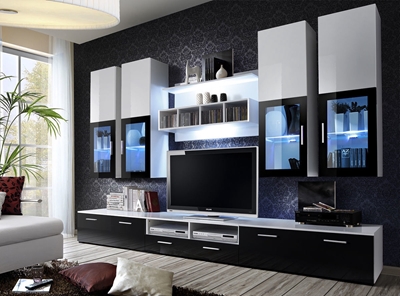 Picture of ASM Lyra Living Room Wall Unit Set White/Black