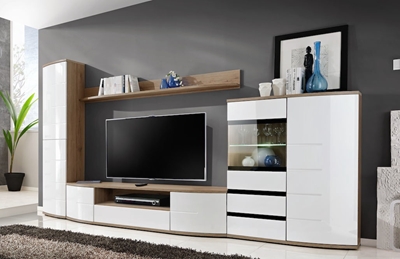 Picture of ASM Ontario II Living Room Wall Unit Set White/San Remo Oak