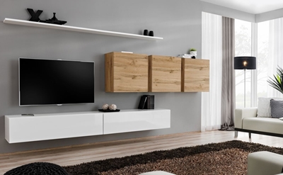 Picture of ASM Switch VII Wall Unit White/Wotan Oak