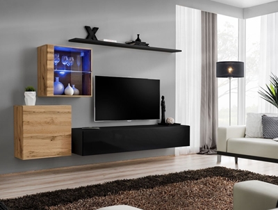 Picture of ASM Switch XV Living Room Wall Unit Set Wotan Oak/Black