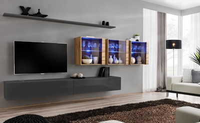 Picture of ASM Switch XVII Wall Unit Graphite/Wotan Oak