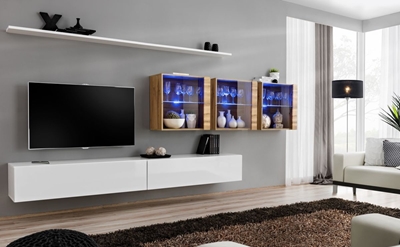 Picture of ASM Switch XVII Wall Unit White/Wotan Oak