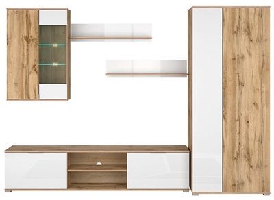 Picture of Black Red White Zele Wall Unit White/Brown