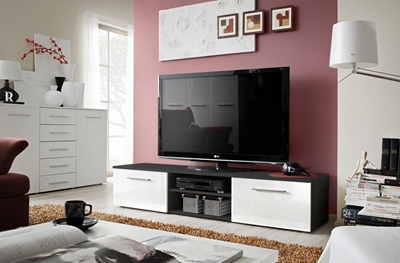 Picture of TV galds ASM Bono II Black/White Gloss, 1800x450x350 mm