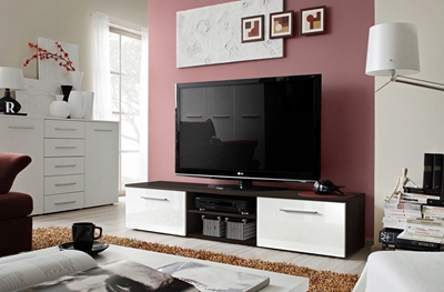 Picture of TV galds ASM Bono II Wenge/White Gloss, 1800x450x350 mm