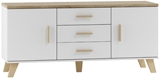 Show details for TV galds Cama Meble Lotta 150 2D3S White/Sonoma Oak, 1500x450x690 mm