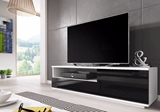 Show details for TV galds Cama Meble Muza White / Black, 1380x400x410 mm