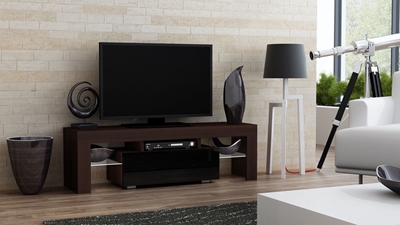 Picture of TV galds Pro Meble Milano 130 With Light Wenge/Black, 1300x350x450 mm