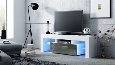 Picture of TV galds Pro Meble Milano 130 With Light White/Grey, 1300x350x450 mm