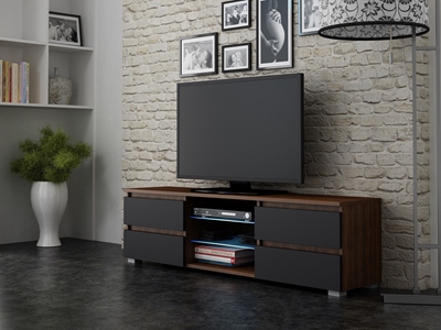 Picture of TV galds Pro Meble Milano 150 Walnut/Black, 1500x350x420 mm