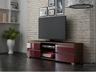 Picture of TV galds Pro Furniture Milano 150 Walnut / Red, 1500x350x420 mm