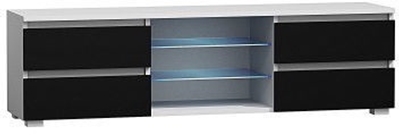 Picture of TV galds Pro Meble Milano 150 With Light White/Black, 1500x350x420 mm