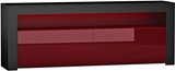 Show details for TV galds Pro Meble Milano 157 With Light Black/Red, 1575x350x500 mm