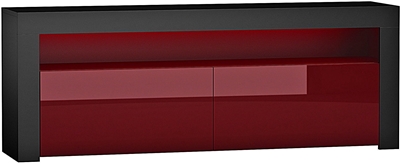 Picture of TV galds Pro Meble Milano 157 With Light Black/Red, 1575x350x500 mm