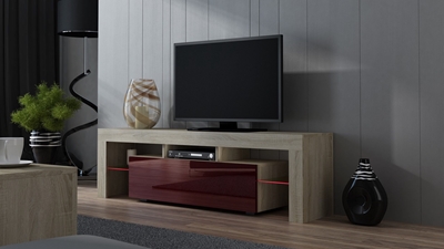 Picture of TV galds Pro Meble Milano 160 With Light Sonoma Oak/Red, 1600x350x450 mm