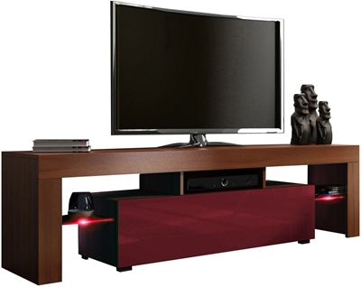 Picture of TV galds Pro Meble Milano 160 With Light Walnut/Red, 1600x350x450 mm