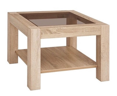 Picture of Coffee table Black Red White Rumbi Sonoma Oak, 640x640x460 mm