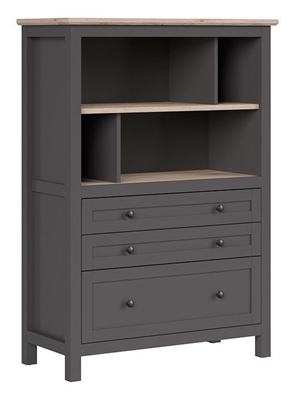 Picture of Black Red White Bocage Bookshelf Graphite/San Remo Oak