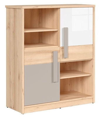 Picture of Black Red White Namek Small Bookshelf White/Grey/Beech