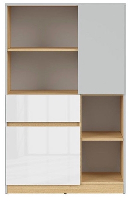 Picture of Black Red White Nandu Shelf 79.5x126x39cm Grey/Oak/White