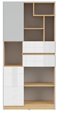 Show details for Black Red White Nandu Shelf 79.5x164x39cm Grey/Oak/White