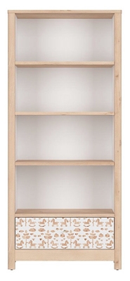 Picture of Black Red White Timon Bookshelf 80x182cm Beech/White