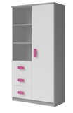 Show details for Idzczak Meble Smyk II 05 3S1D Shelf Gray / White / Pink