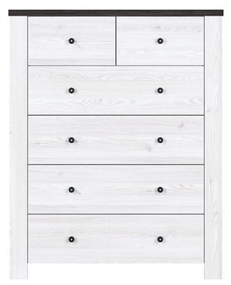 Picture of Black Red White Antwerpen Chest Of Drawers KOM6S Sibiu Larch Light/Larico Pine