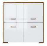 Show details for Black Red White Bari Cabinet Natural Oak/White