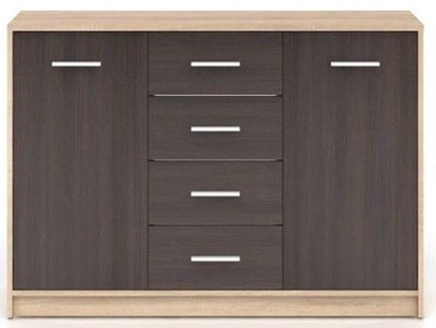 Picture of Black Red White Chest Of Drawers Nepo Plus Sonoma Oak/Wenge