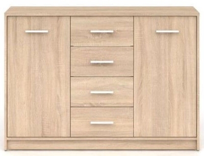 Picture of Black Red White Chest Of Drawers Nepo Plus Sonoma Oak