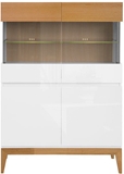 Show details for Black Red White Kioto Glass Cabinet Natural Oak/White