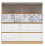 Show details for Black Red White Nandu Chest Of Drawers 90x91x39cm Grey/Oak/White/Arabesque