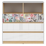 Show details for Black Red White Nandu Chest Of Drawers 90x91x39cm Grey/Oak/White/Sticker