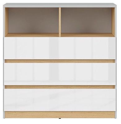 Picture of Black Red White Nandu Chest Of Drawers 90x91x39cm Grey/Oak/White