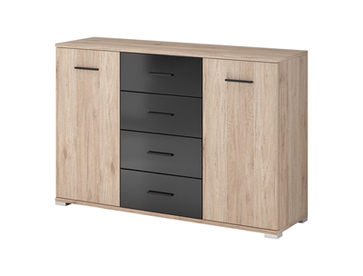 Picture of Idzczak Meble Bari 26 2D4S Chest Of Drawers San Remo Oak/Black Gloss