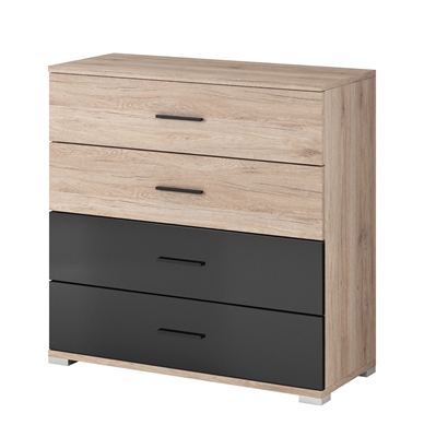 Picture of Idzczak Meble Bari 45 4S Chest Of Drawers San Remo Oak/Black Gloss