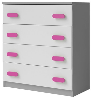 Picture of Idzczak Meble Smyk II 02 Chest Of Drawers 4S Gray / Pink