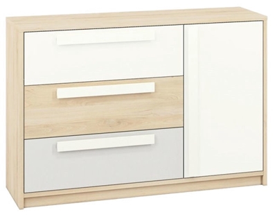 Picture of ML Meble Drop 08 Chest Of Drawers Beech/White/Light Gray