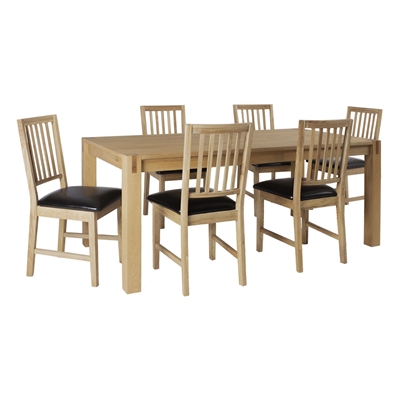Picture of Home4you Chicago New/Gloucester Dining Set 6 Chairs Oak/Black